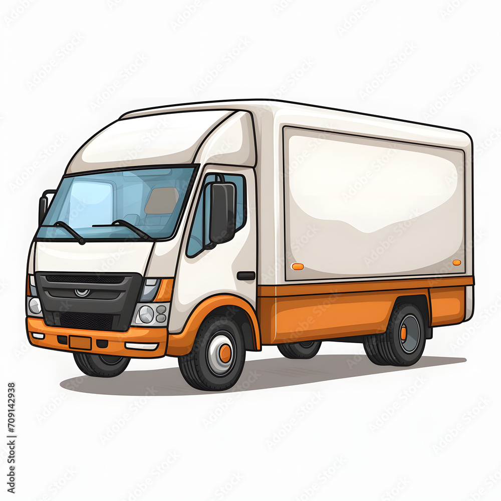 Delivery Vehicle cartoon vector whie background clipart