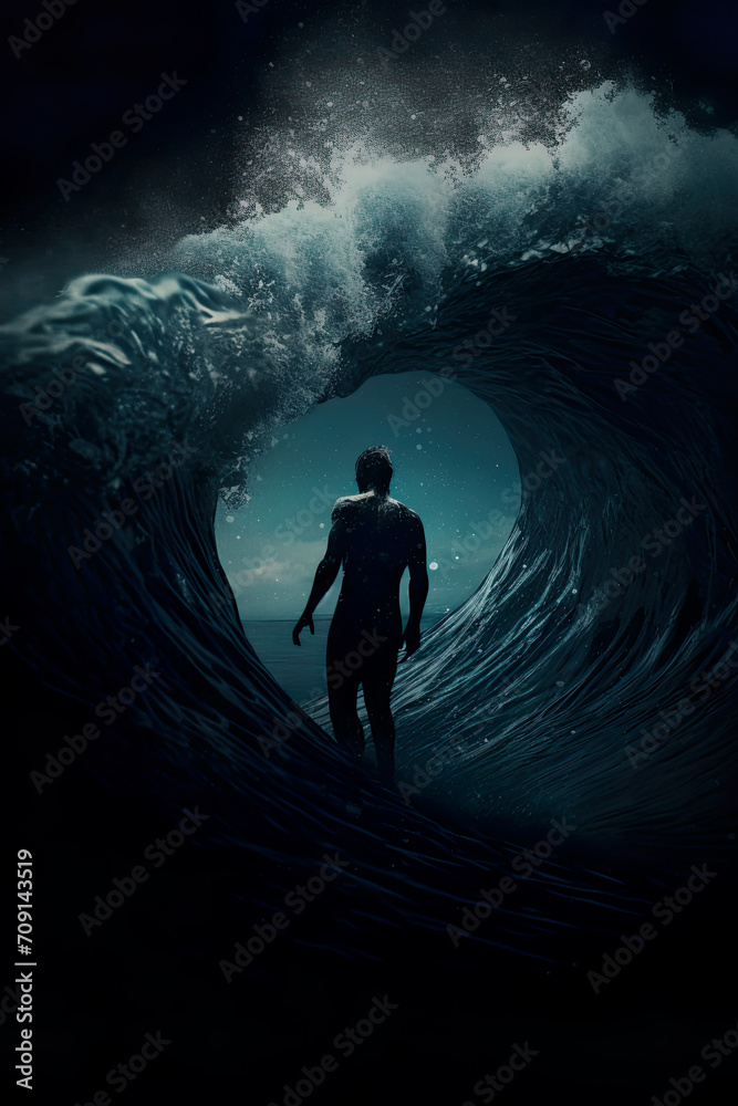 silhouette of a man in the sea silhouette of a man in the sea