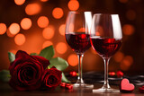 two glasses of wine next to roses