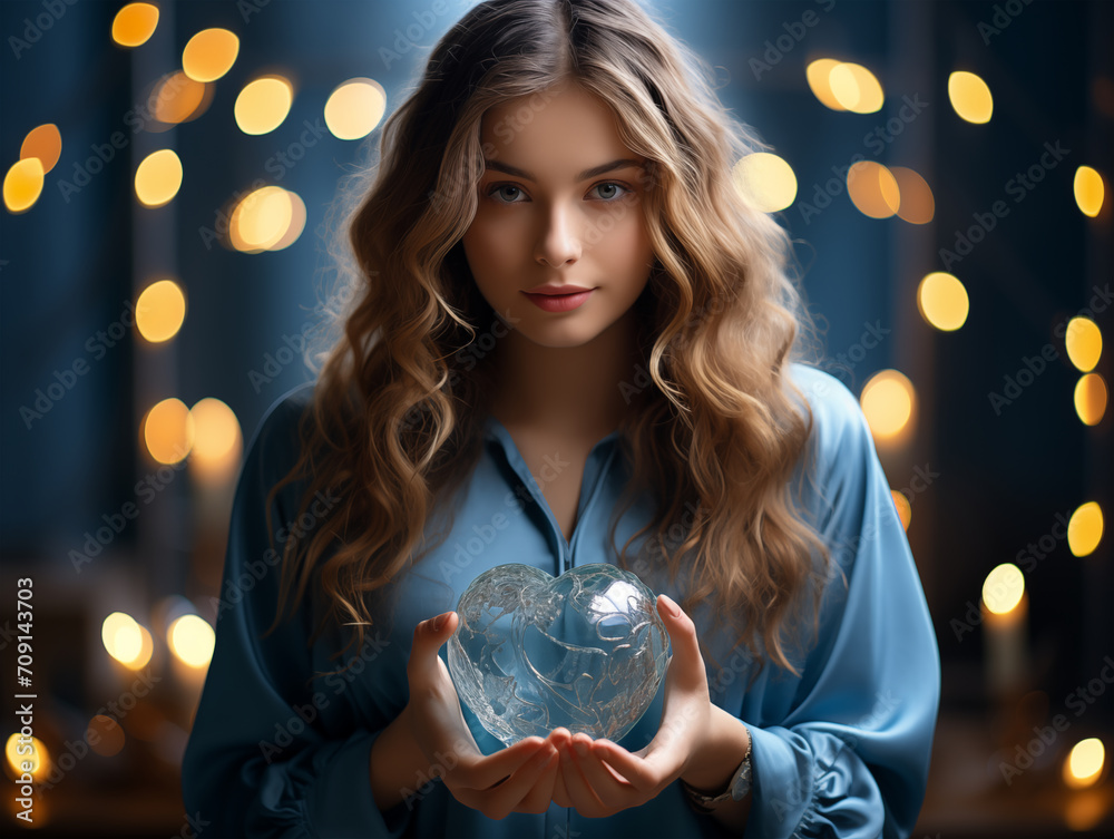 Fototapeta premium woman with disco ball
