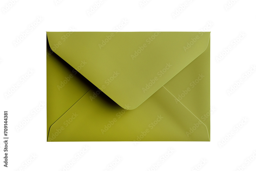 Blank olive envelope mockup isolated on transparent background. PNG file. Blank olive envelope mockup isolated on transparent background. PNG file.