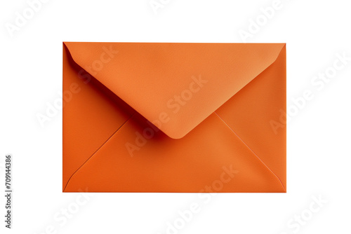 Blank orange envelope mockup isolated on transparent background. PNG file.