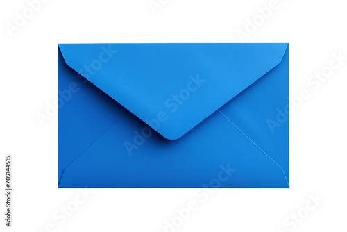 Blank blue envelope mockup isolated on transparent background. PNG file.