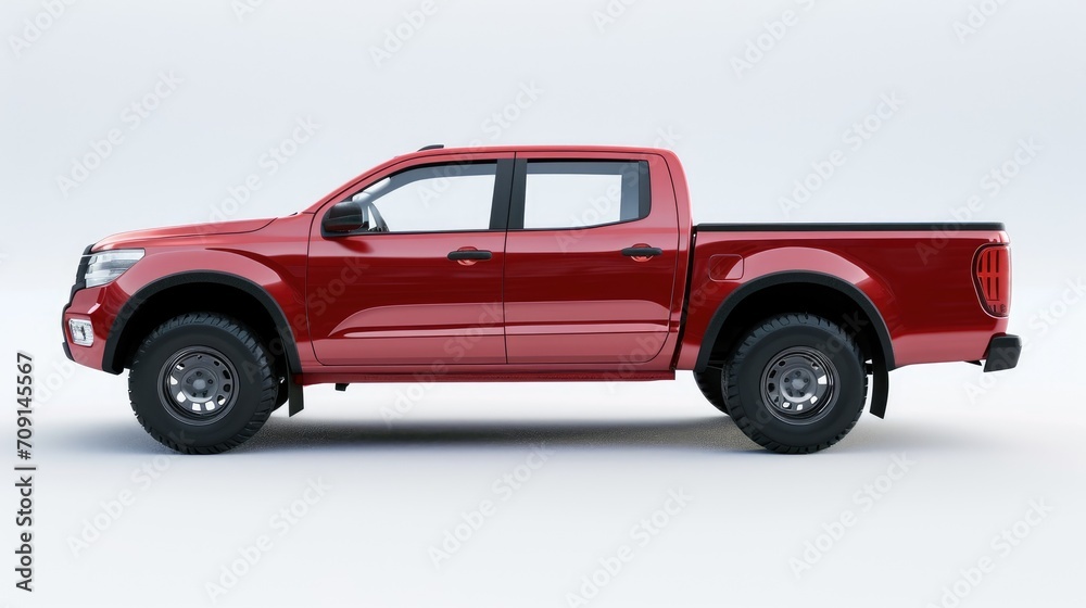 red Pickup 4x4 truck car isolated on white background blank mockup ai generated