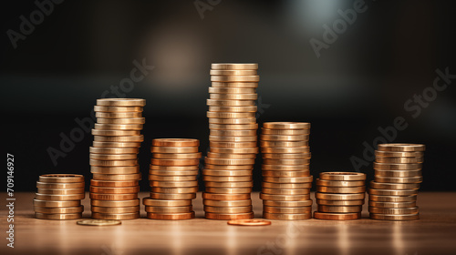a stack of coins on a table