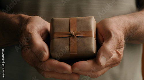 a person holding a small box