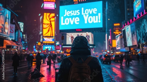 Advertisement Screen with the Word "Jesus Love You!"