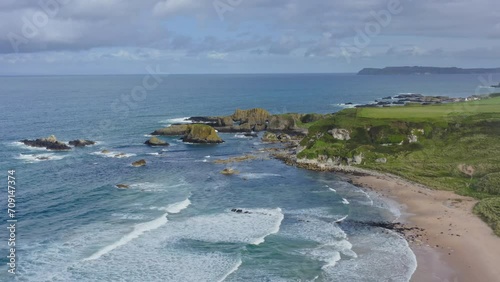 Whitepark bay beach Northern Ireland Aerial view