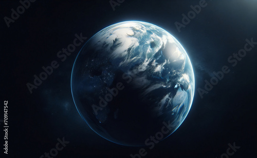An artistic representation of Earth from space, showcasing our planet against the dark cosmos
