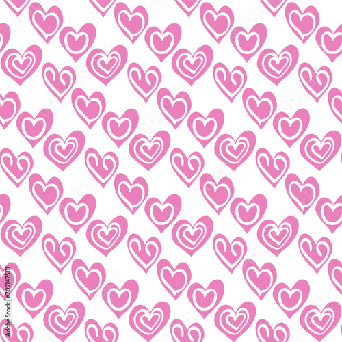 Stylish graphic seamless pattern with pink hearts. Background, wrapping paper