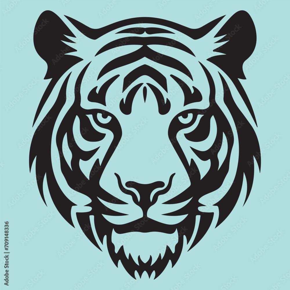 tiger head set black silhouette vector Clip art