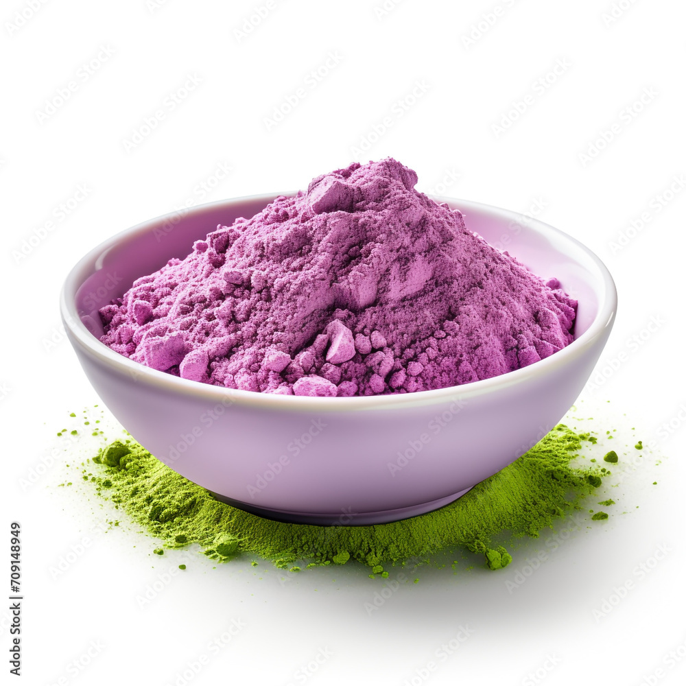 purple matcha powder in a white bowl with transparent background created with Generative Ai purple matcha powder in a white bowl with transparent background created with Generative Ai