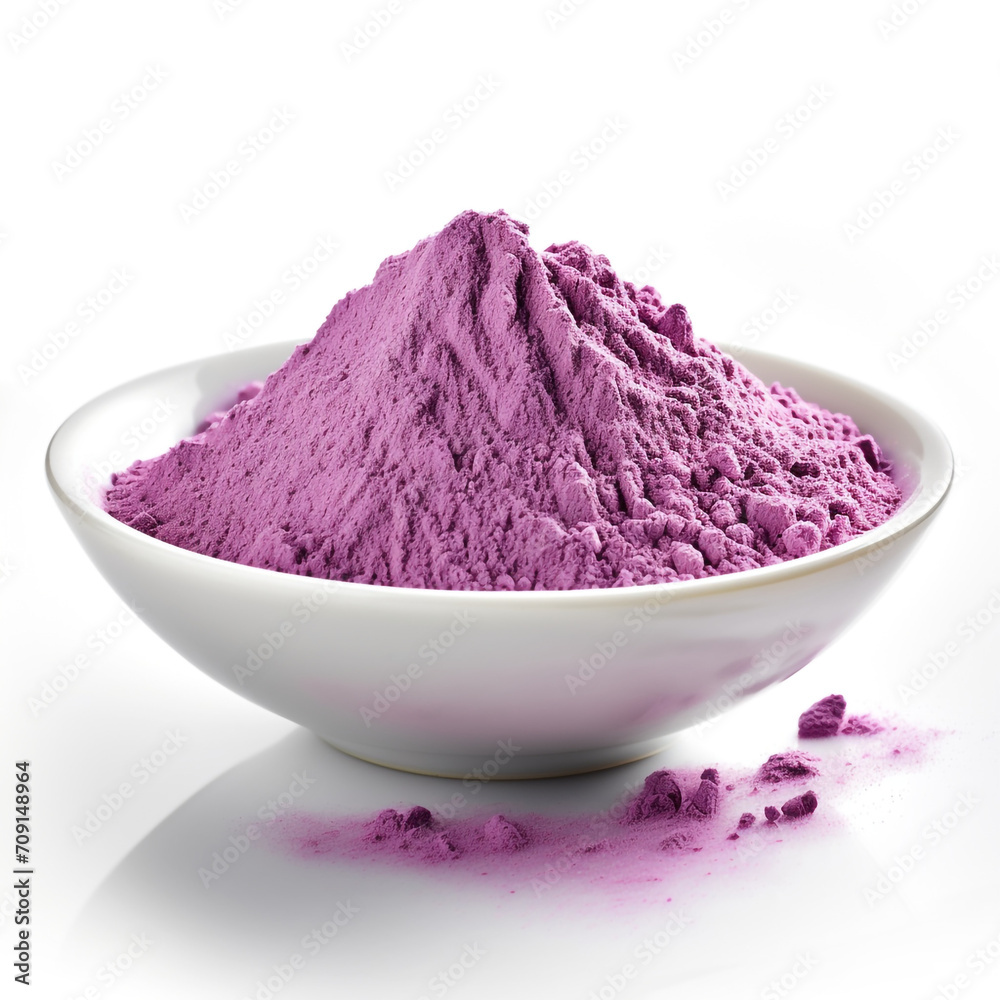 purple matcha powder in a white bowl with transparent background created with Generative Ai purple matcha powder in a white bowl with transparent background created with Generative Ai