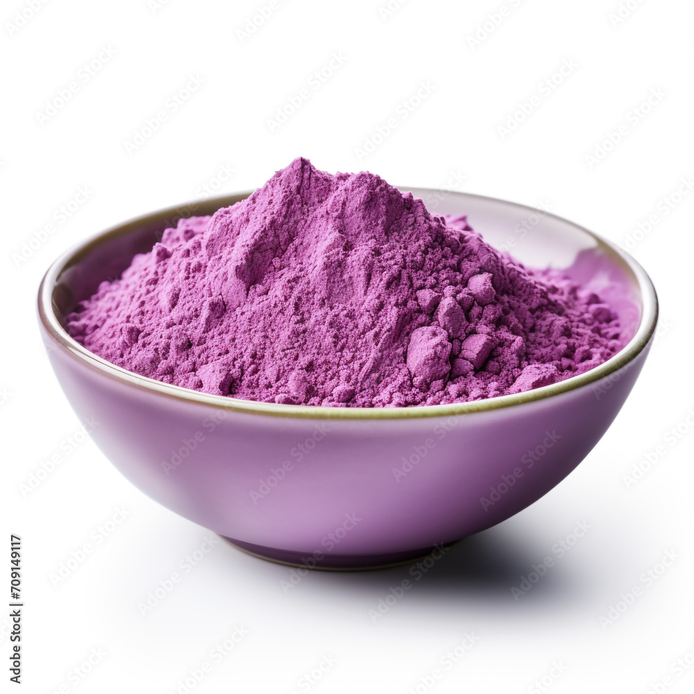 purple matcha powder in a white bowl with transparent background created with Generative Ai purple matcha powder in a white bowl with transparent background created with Generative Ai