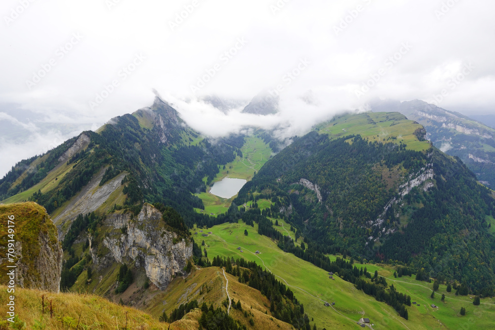 The view from Hoher Kasten mountain, the Swiss Alps