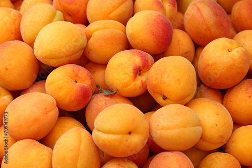 Fresh apricots on market stall