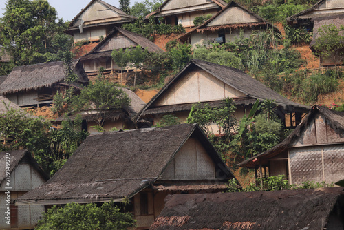 environmentally friendly Baduy house construction with bamboo walls and roofs with sago leaves and palm fiber