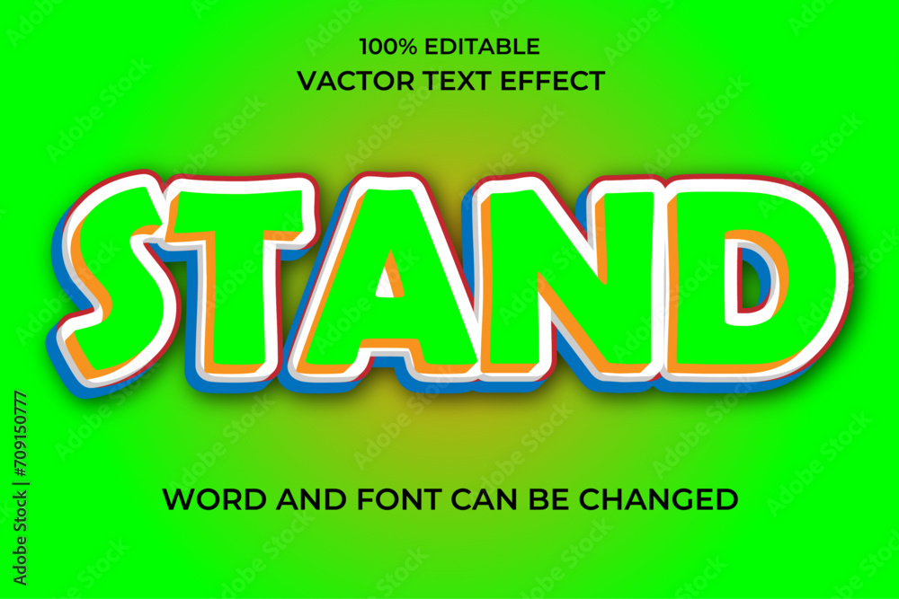 Stand 3D Vector Text Effect Fully Editable High Quality .