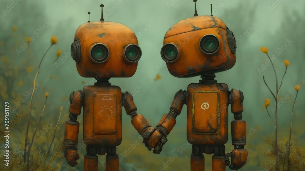 Robots in the process to make the earth greened Robots in the process to make the earth greened