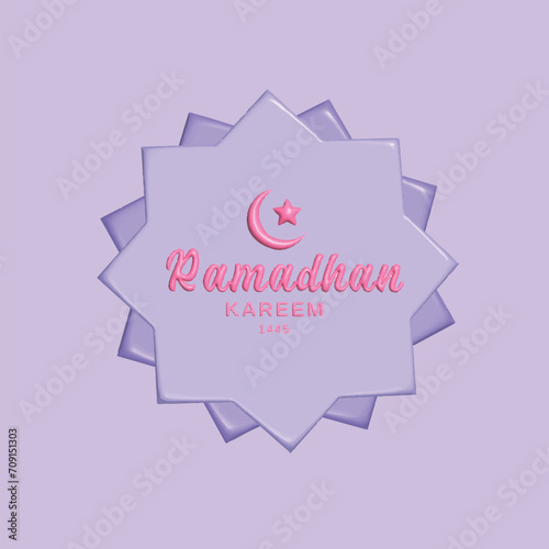 Welcoming Ramadan concept. Realistic 3d object cartoon style. Vector colorful illustration.