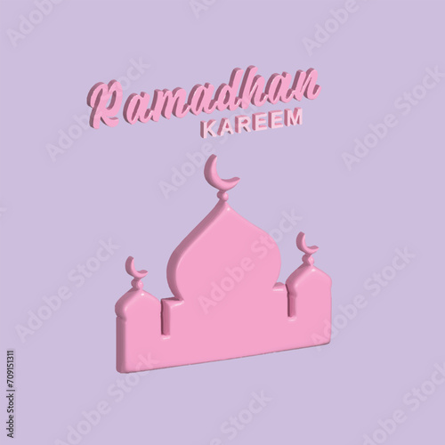 Welcoming Ramadan concept. Realistic 3d object cartoon style. Vector colorful illustration.