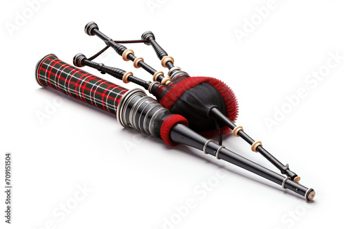 Play Bagpipes isolated on white background created with Generative Ai