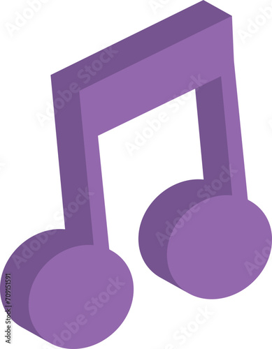 music icon, in purple tones, 3d vector, music button