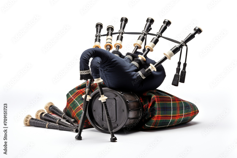 Play Bagpipes isolated on white background created with Generative Ai Play Bagpipes isolated on white background created with Generative Ai
