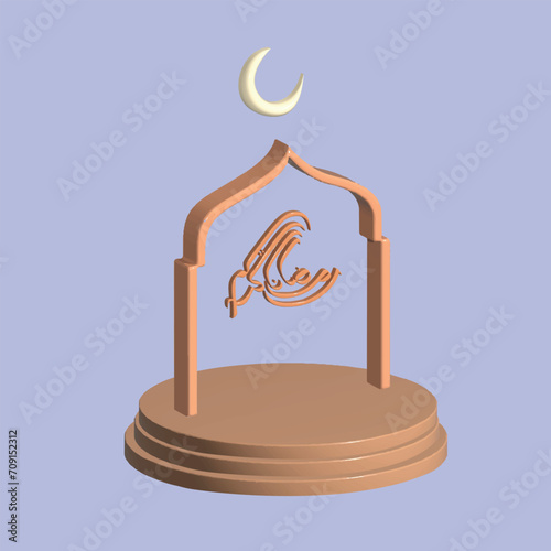 Welcoming Ramadan concept. Realistic 3d object cartoon style. Vector colorful illustration.