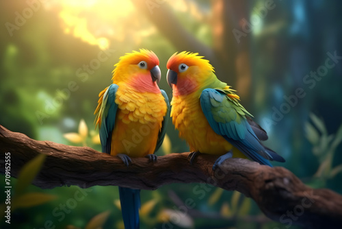 Nectar Kiss Love Birds Sip in Mid-Air Affection