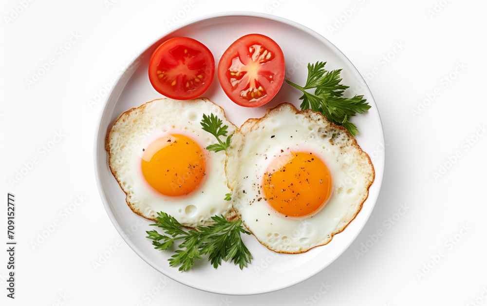Breakfast fried eggs Isolated on white background Generated AI Breakfast fried eggs Isolated on white background Generated AI