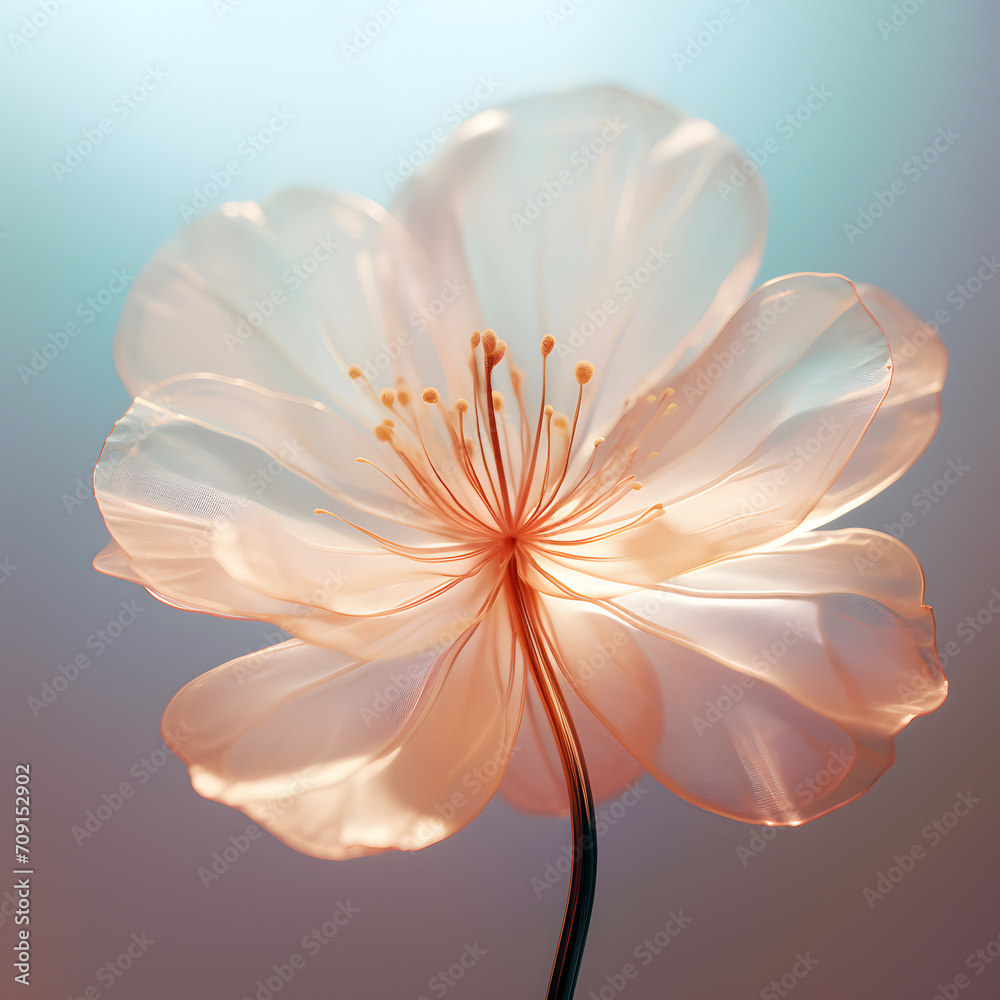 Ethereal Blossom Closeup Photo of a Transparent Flower