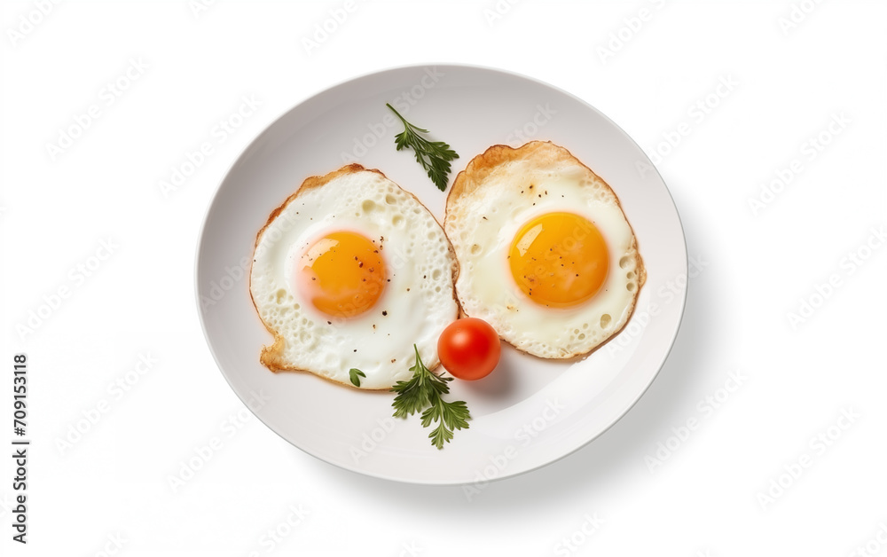 Breakfast fried eggs Isolated on white background Generated AI Breakfast fried eggs Isolated on white background Generated AI