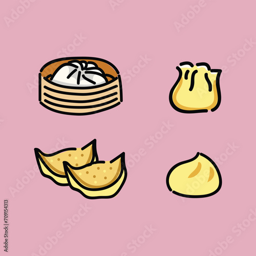 Dimsum Illustration Pack Design Vector Cartoon