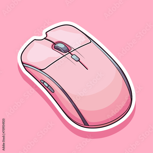 Trendy vector gaming girl sticker pink mouse Pink Rerto Gamer Girl element computer game equipment gamer girl