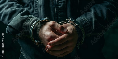 closeup of the hands of a man with handcuffs © YuDwi Studio