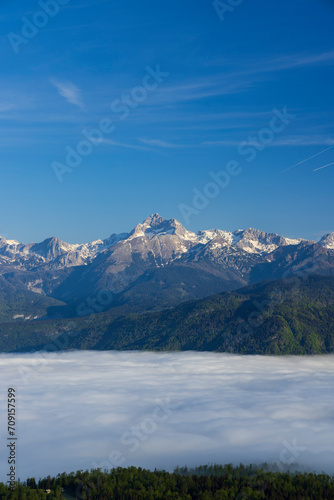 Winter landscape with Triglav peak  Triglavski national park  Slovenia