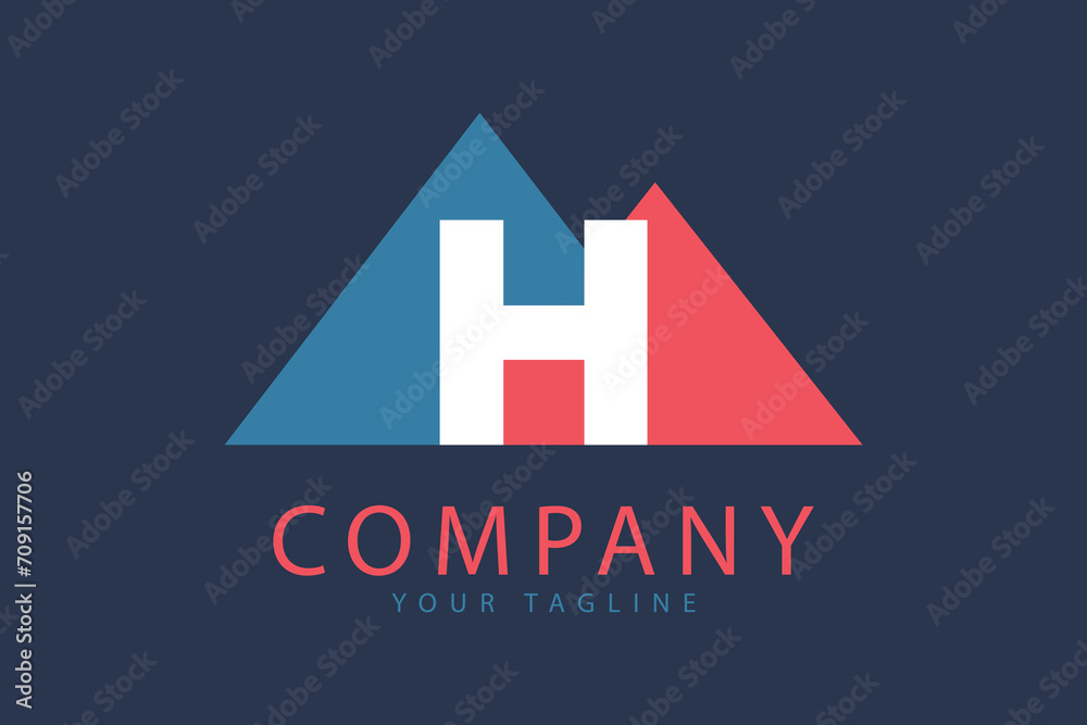 Letter H logo mountain design template Letter H logo mountain design template