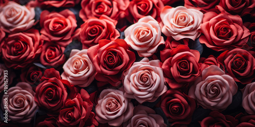 Valentine s Day Theme  A Sea of Deep Red and Pink Roses Symbolizing Romantic Love and Affection