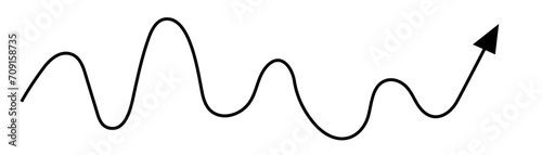 Black on white abstract wave line stroke with arrow