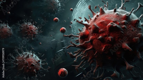 The virus is a 3D background of virus cells.