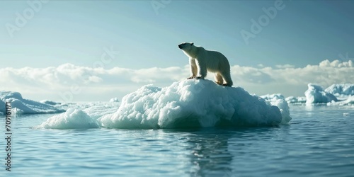 The polar bear lost its ice habitat due to melting caused by global warming