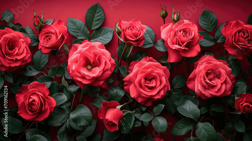 Happy Valentine s Day and Women s Day concept. Top view photo of pink peony rose  background with copyspace