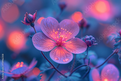 Purple luminous flowers from another world