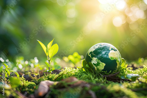 Sustainable environmental friendly goal development green business strategy global net zero carbon neutral target emission reduction aim. Generative AI photo