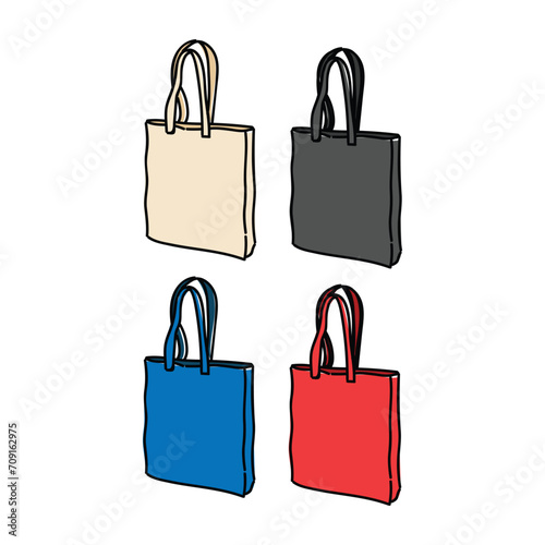 assorted color totebag vector illustration design