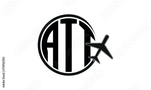 ATT three initial letter circle tour & travel agency logo design vector template. hajj Umrah agency, abstract, wordmark, business, monogram, minimalist, brand, company, flat, tourism agency, tourist
