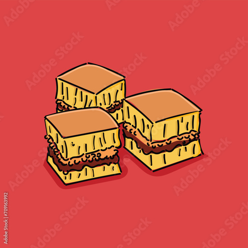 Delicious Sweet Martabak Indonesian Food Martabak Manis Vector Illustration Design with red background