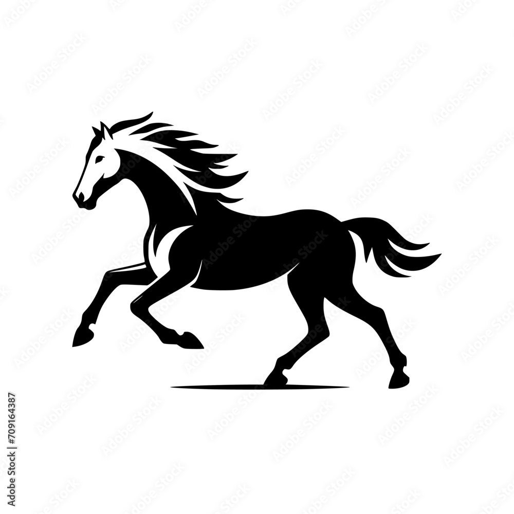 Vector logo of a running horse. black and white professional logo of a horse. can be used a logo, watermark, or emblem. Vector logo of a running horse. black and white professional logo of a horse. can be used a logo, watermark, or emblem.