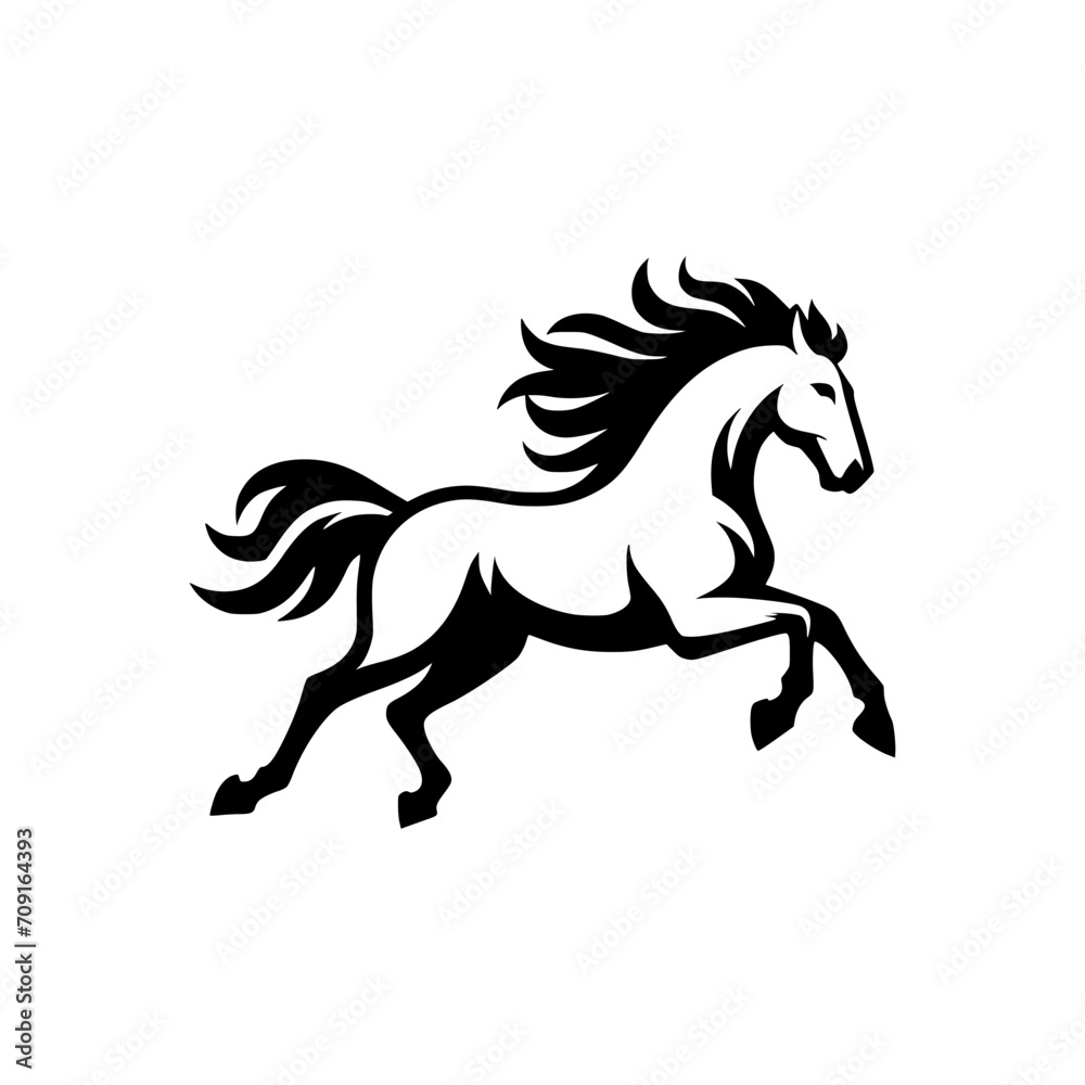 Vector logo of a running horse. black and white professional logo of a horse. can be used a logo, watermark, or emblem. Vector logo of a running horse. black and white professional logo of a horse. can be used a logo, watermark, or emblem.